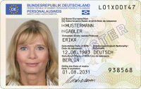 Vorderseite des neuen Bundespersonalausweises ab 2. August 2021 (Quelle: Bundesministerium des Innern) Vorderseite des neuen Bundespersonalausweises ab 2. August 2021 (Quelle: Bundesministerium des Innern)