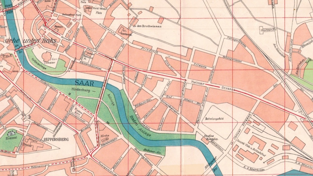 Ausschnitt eines Stadtplans von 1939 Ausschnitt eines Stadtplans von 1939